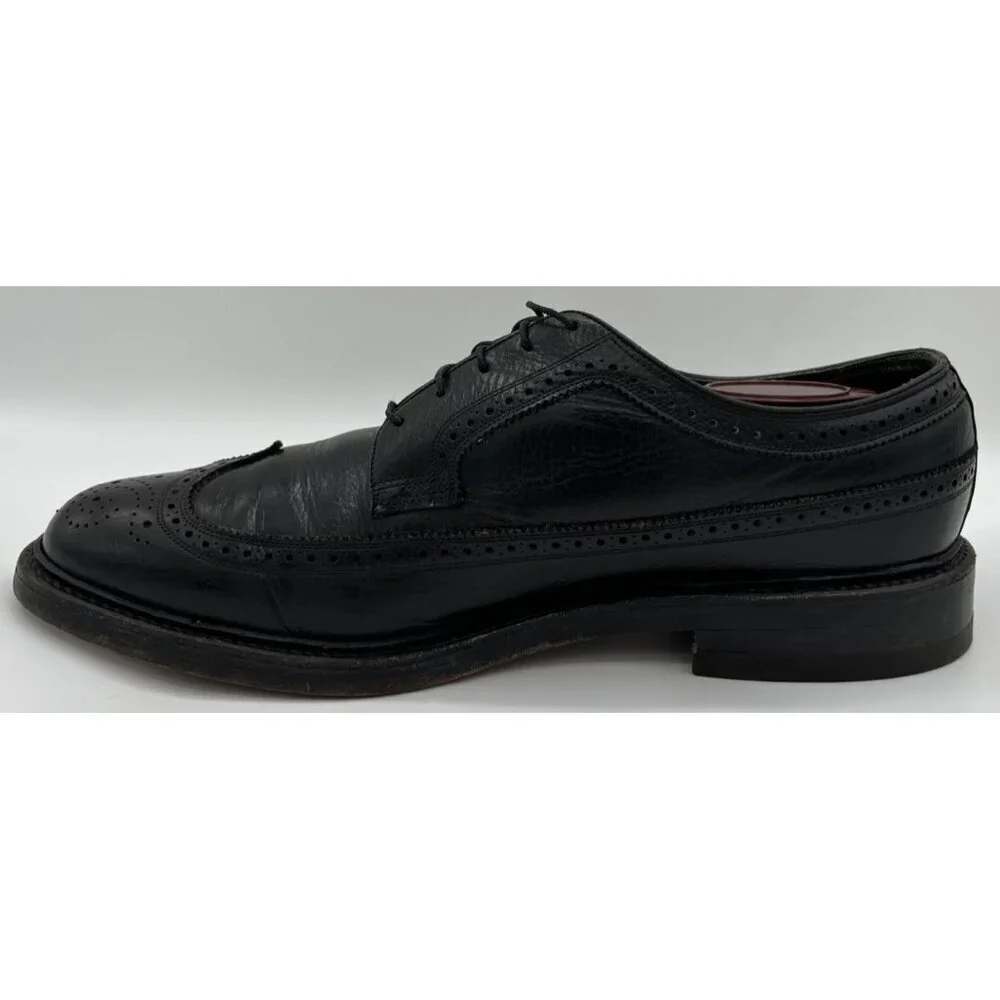 Vintage Florsheim Imperial Size 12D Black Leather Cordovan Wingtip Oxfords 76019